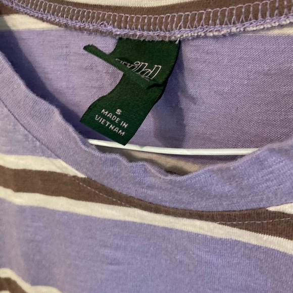 Lavender Striped Crop Top // Lilac Purple Stripes Long Sleeve Shirt - Picture 3 of 3